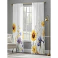 thumbnail image 4 of Sunflower Sheer Curtains 84 Inch Length 2 Panels Set for Living Room/Bedroom, Watercolor Yellow Summer Botanical Semi Curtain Sheers Drapes Rod Pocket Curtains Window Treatment Set 52''x84''x2, 4 of 7