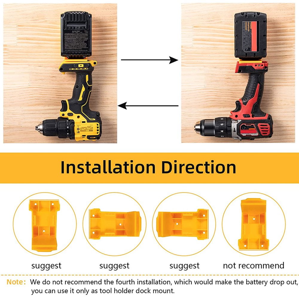 AMERTEER 5Pcs Tool Mount Holder Plastic Electric Tool Battery Dock Holder Heavy Duty Power Tool Hanger with Screws for Dewalt 18 20V Battery Tool for Milwaukee M18 18V Tool Walmart