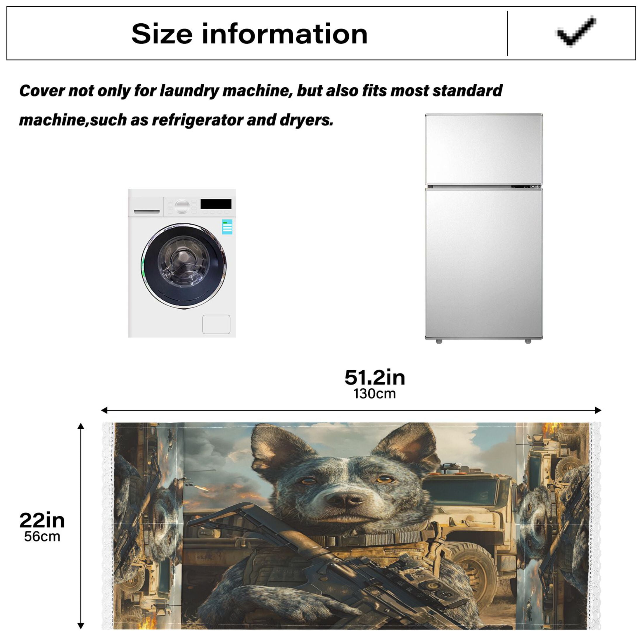 Justice PuppyWasher and Dryer Covers Dust-Proof and Oil Resistant Fridge Cover with 4 Storage Pockets Washing Machine Top Cover for Laundry Kitchen Home 51.2 x 22 In