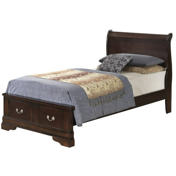 Glory Furniture Louis Phillipe Twin Storage Bed in Cappuccino Color