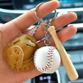 thumbnail image 3 of Baseball Keychain with Brown Glove and Wooden Bat for Men Women Mini PU Leather Softball Sprot Bag Charm Key Ring Pendants Decorations for Birthday Father's Day Thanksgiving Present diy, 3 of 9