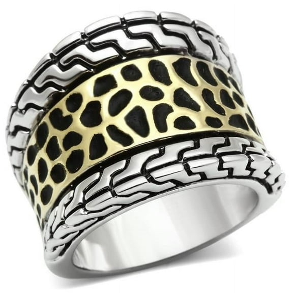 Alamode 3W296-7 Women Reverse Two-Tone Brass Ring with No Stone in No Stone - Size 7