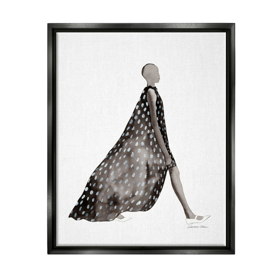 Stupell Industries Fashion Silhouette Girl Beauty & Fashion Painting Black Floater Framed Art Print Wall Art, 17 x 21