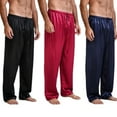 thumbnail image 3 of Caitzr Mens Silk Satin Pajamas Pyjamas Pants for Men Sleep Bottoms Nightwear Sleepwear Trousers, 3 of 5