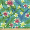 thumbnail image 2 of Ambesonne Colorful Fabric by the Yard Upholstery, Pastel Hibiscus Blossoms, 1 Yard, Teal Multicolor, 2 of 5