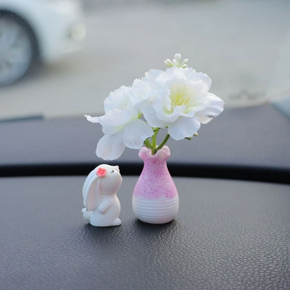 Oraceous Miniature Flower Car Dashboard Decorations Cute Car Accessories For Women Artificial Plants For Car Interior Decor Flower Car Decoration Car Dashboard Ornaments