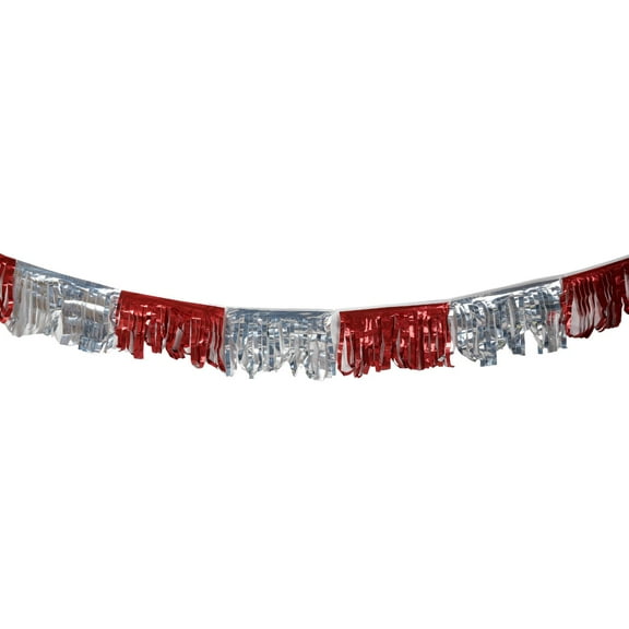 60 foot Red/Silver Metallic Fringe Pennant