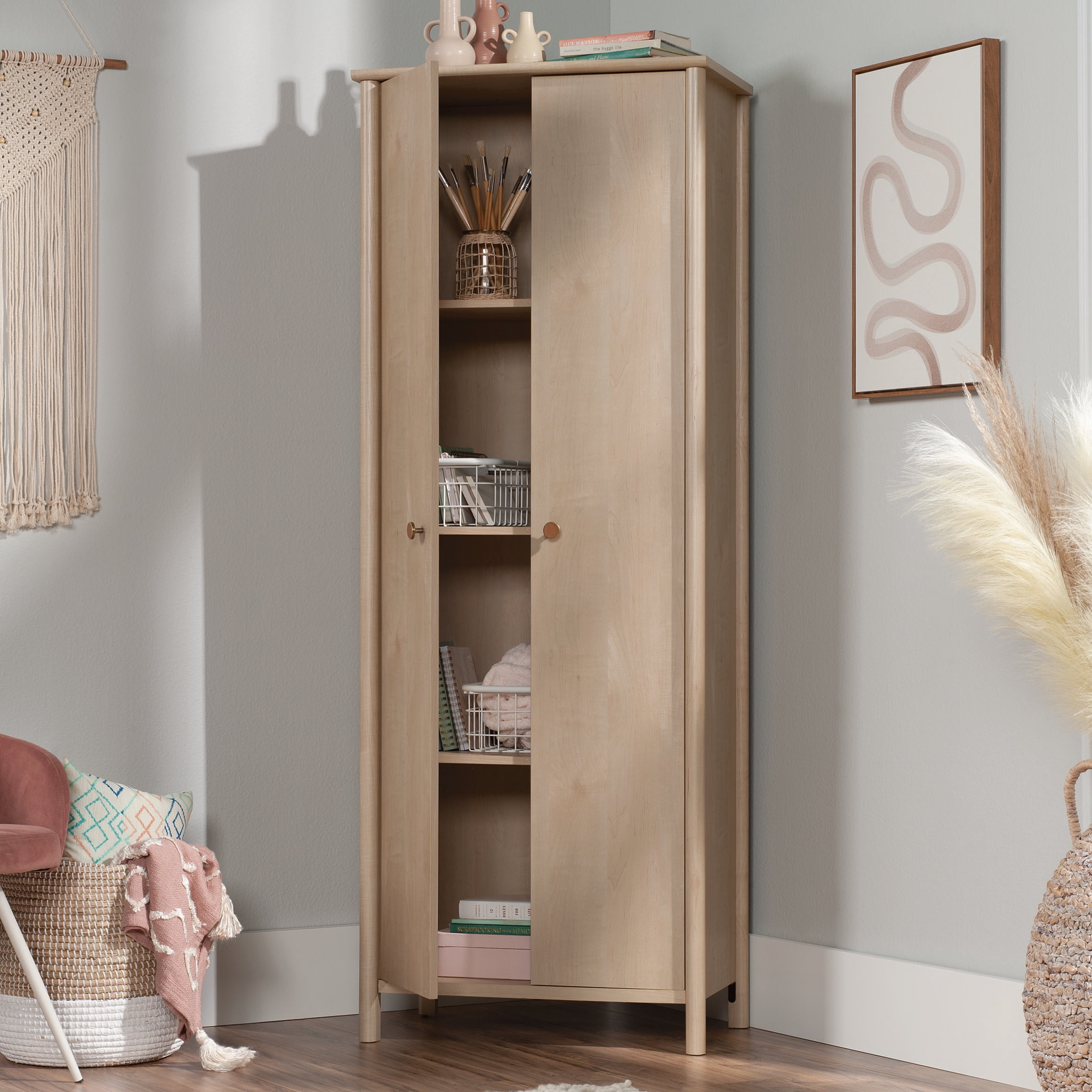 Sauder Select Engineered Wood Storage Cabinet in Natural Maple Finish