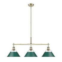 Yep by Golden Lighting Orwell 3-light Island Light in Aged Brass and Pine Green shade