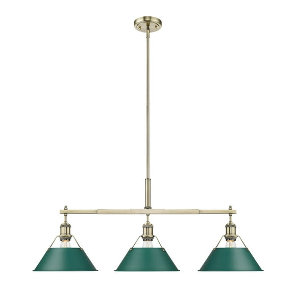 Golden Lighting 3306-Lp Ab Orwell 3 Light 10" Wide Linear Pendant - Aged Brass / Pine