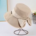 thumbnail image 5 of Women Bow‑Knot Bucket Sun Hat Split‑Back Design Wide Brim UV Protection Fisherman Cap Casual Travel Beach Outdoor Spring Summer Sun‑Shade Head‑Accessory, 5 of 5