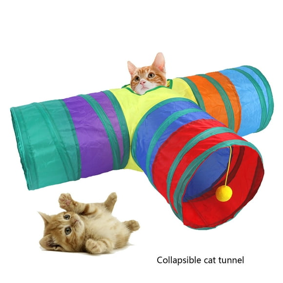 Túnel plegable para gatos, túnel para gatos de 3 vías, túnel para gatos con pelota de juego, túnel para gatos de diseño exquisito