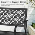 thumbnail image 5 of Dovov Oversized Outdoor Bench, Modern Patio Bench Steel Garden Bench Metal Bench Loveseat with Geometric Backrest, Black, 5 of 11