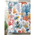 thumbnail image 2 of Shower Curtain, Colorful Coral Watercolor Fish Coastal Washable Shower Curtain with Hooks Bath Decor Fabric Shower Curtains for Bathroom, Hotel, Stalls, Bathtubs, 48x72 Inch, 2 of 6