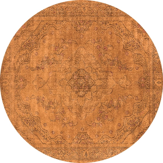 Ahgly Company Indoor Round Oriental Orange Industrial Area Rugs, 4' Round