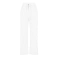 thumbnail image 4 of Fmbrln Womens Solid Sweatpants Drawstring High Waist Side Slit Wide Leg Pants Loose Comfy Running Athletic Pants White M, 4 of 5