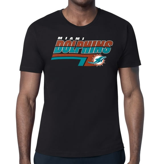 Men's Starter Black Miami Dolphins Logo Push Graphic T-Shirt