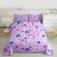 thumbnail image 2 of Homewish Gradient Colorful Butterfly Bedding Comforter Set,Flying Animal Twin Comforter Sets,Purple Blue Pink Bedding Set For Girls,Microfiber Bedroom Decor Reversible,2 Pieces, 2 of 8