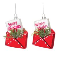 Melrose Glittered Santa Letter in Envelope Christmas Ornaments - 5" - Set of 12