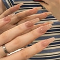 thumbnail image 1 of IMSOHOT ataúd prensa en uñas largas falsas bailarina desnuda pegamento falso en cubierta completa acrílico brillante 24 Uds uñas adhesivas, 1 of 5