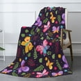 thumbnail image 3 of XMXT Throw Blanket, Green Leafy Colorful Butterfly Flannel Blanket for Bed Sofa, 50 x 70 inches, 3 of 9