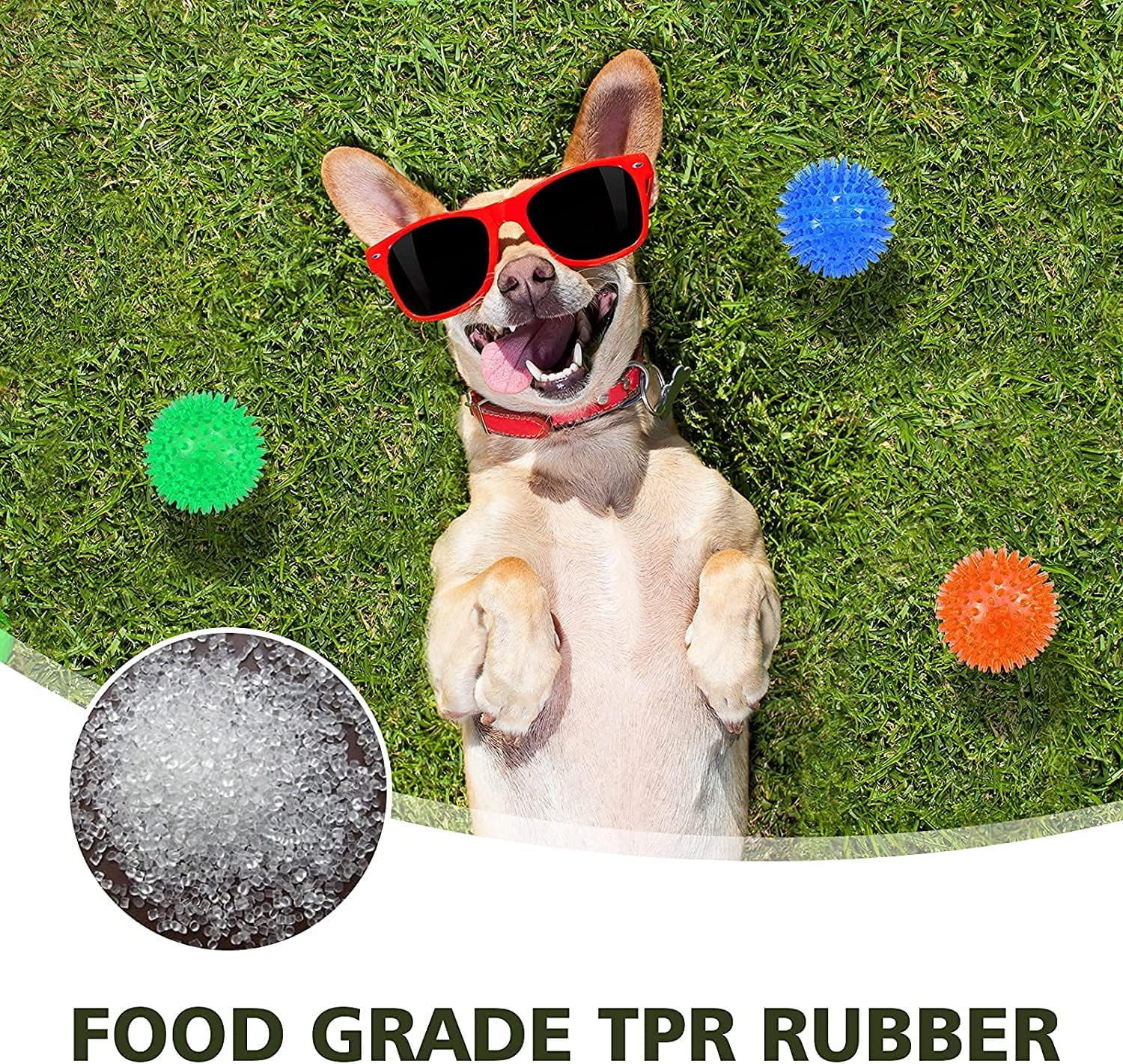 6 Pack 2.5” Squeaky Dog Toy Balls, Floating Dogs Pool Balls, Spiky Dog Balls, Durable Interactive Fetch Toys for Puppy, Dog Chew Toys for Teething (2.5", Small Dog)