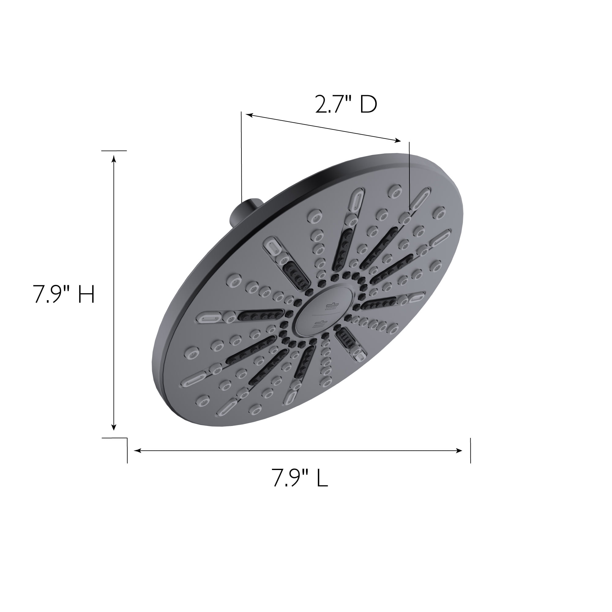 Design House 582718-BLK Ian Modern 8-inch 2-Function Showerhead, Matte Black