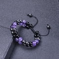 thumbnail image 4 of Eespoir 8MM Natural Amethyst Double-layer Bracelet, Black Magnet Beaded Bracelet, Men and Women Couple Bracelet, for Energy, Style, Gift, Adjustable, 4 of 7