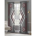 thumbnail image 4 of Red Gray Semi Sheer Window Curtains 84 Inches Long, Southwest Retro Ethnic AztecTexture Bohemian Rod Pocket Voile Silky Chiffon Curtain Light Filtering Drapes for Living Room, 52"x84", 2 Panels, 4 of 9