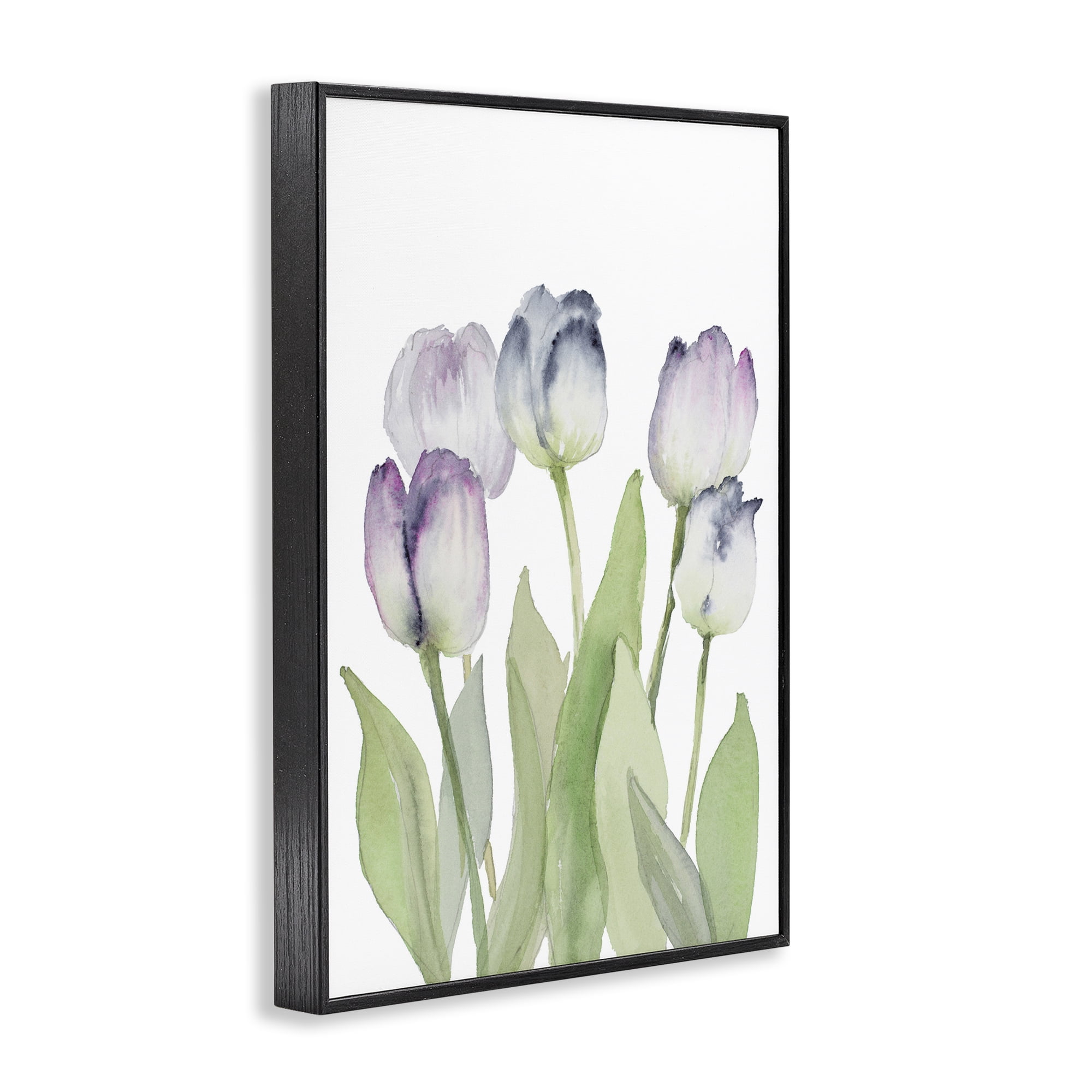 Stupell Industries Soft Garden Tulips Botanical & Floral Painting Black Framed Art Print Wall Art, 12 x 18
