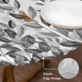 thumbnail image 3 of Spring Gray Eucalyptus Round Tablecloth, Fitted Table Cover with Elastic for 55"-60" Round Tables, Summer Botanical Leaf Country Table Cloth Outdoor Indoor Dinning Party Waterproof Tablecloths, 3 of 7