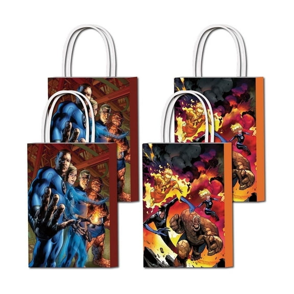 16 Pcs For Fantastic Four-Themed Party Favor Bags – Candy Treat Bags, 2-Styles with Handles, for Birthday Decorations and Event Celebrations