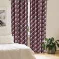 thumbnail image 2 of Ambesonne Floral Curtains, Modern Flowers Ornament Art, Pair of 28"x95", Dark Maroon and Violet Blue, 2 of 5