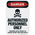thumbnail image 1 of Authorized Only Entering Could Result In Severe Injury Sign, OSHA Danger Sign, 12x18 Reflective Aluminum EGP, 1 of 1