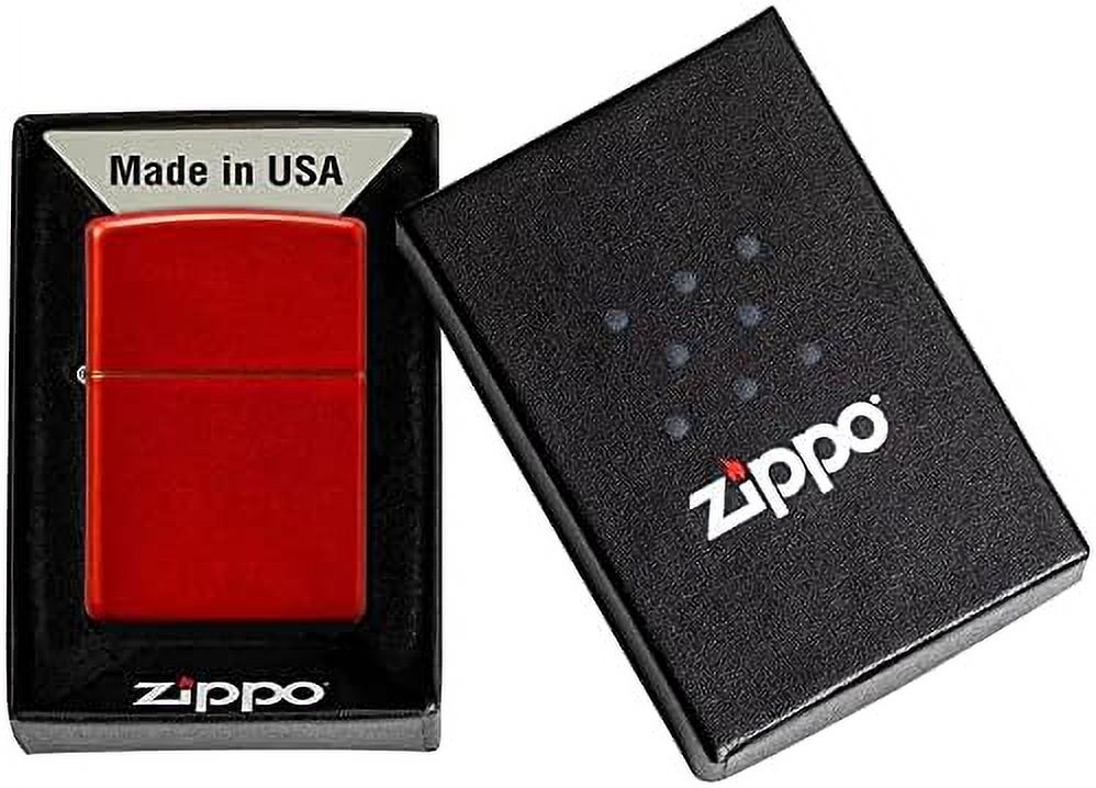 Zippo Lighter - Personalized Message Engraved on Backside Unique Colored Windproof Lighter (Metallic Red #49475)