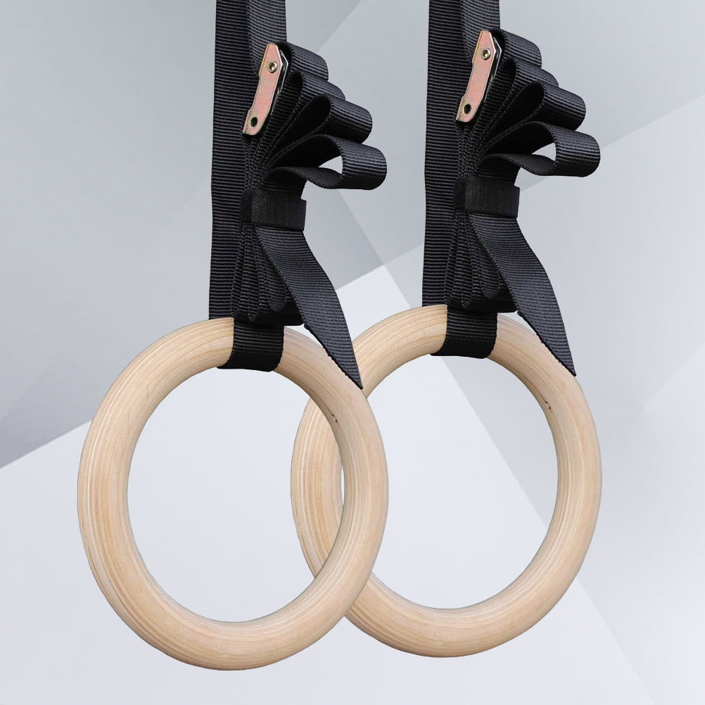 A Pair of Gymnastic Rings Wooden Fitness Rings with