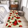 thumbnail image 4 of Runner Rug 2'x6', Beige Red Strawberry Washable Non-Slip Hallway Runner Rugs, Spring Floral Watercolor Summer Botanical Bedside Rugs Floor Mats Carpet Runners for Kitchen Bathroom Laundry Room, 4 of 8