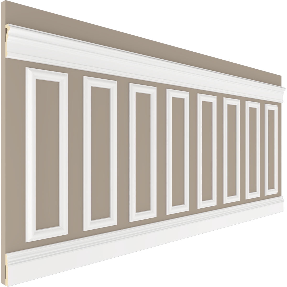 Ekena millwork 94 1/2"L (Adjustable 40"H to 44"H) Ashford Square Panel Traditional Wainscot Paneling Kit