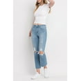 thumbnail image 5 of Flying Monkey - High Rise Distressed Slim Straight Cropped Jeans with Raw Hem (26 1/4" Inseam) - Y3118, 5 of 11