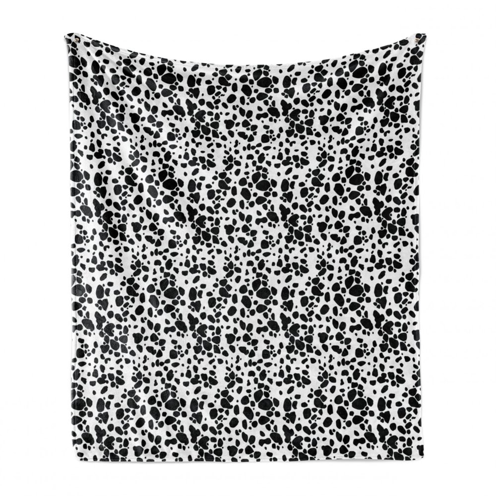 Dalmatian Dog Print Soft Flannel Fleece Blanket, Black and White Puppy