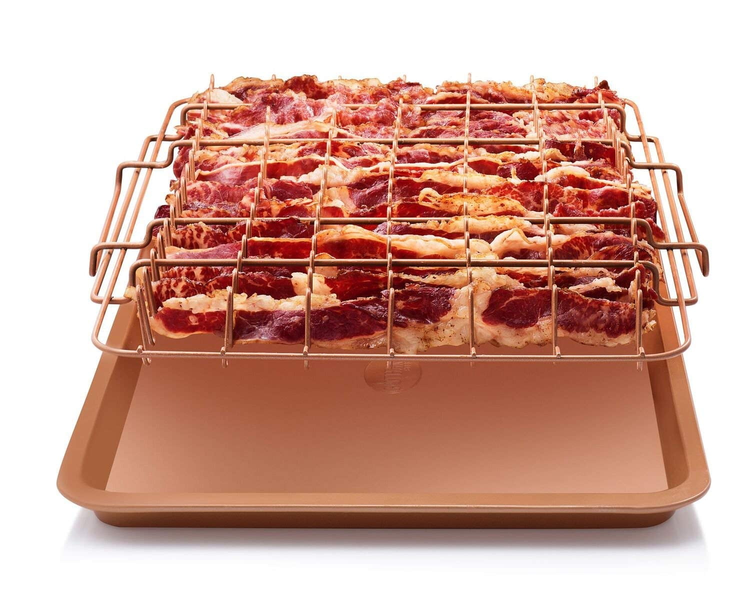 12 Slice BACON BONANZA Oven Bacon Drip Rack & Tray Pan Gotham Steel Euc