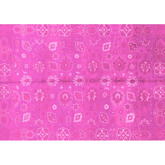 Ahgly Company Indoor Rectangle Oriental Pink Traditional Area Rugs, 7' x 9'