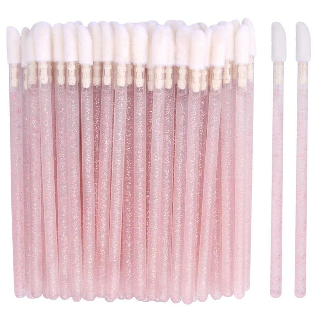 100 Disposable Lip Brushes, Lipstick Applicator, Lip Gloss Wands Pink