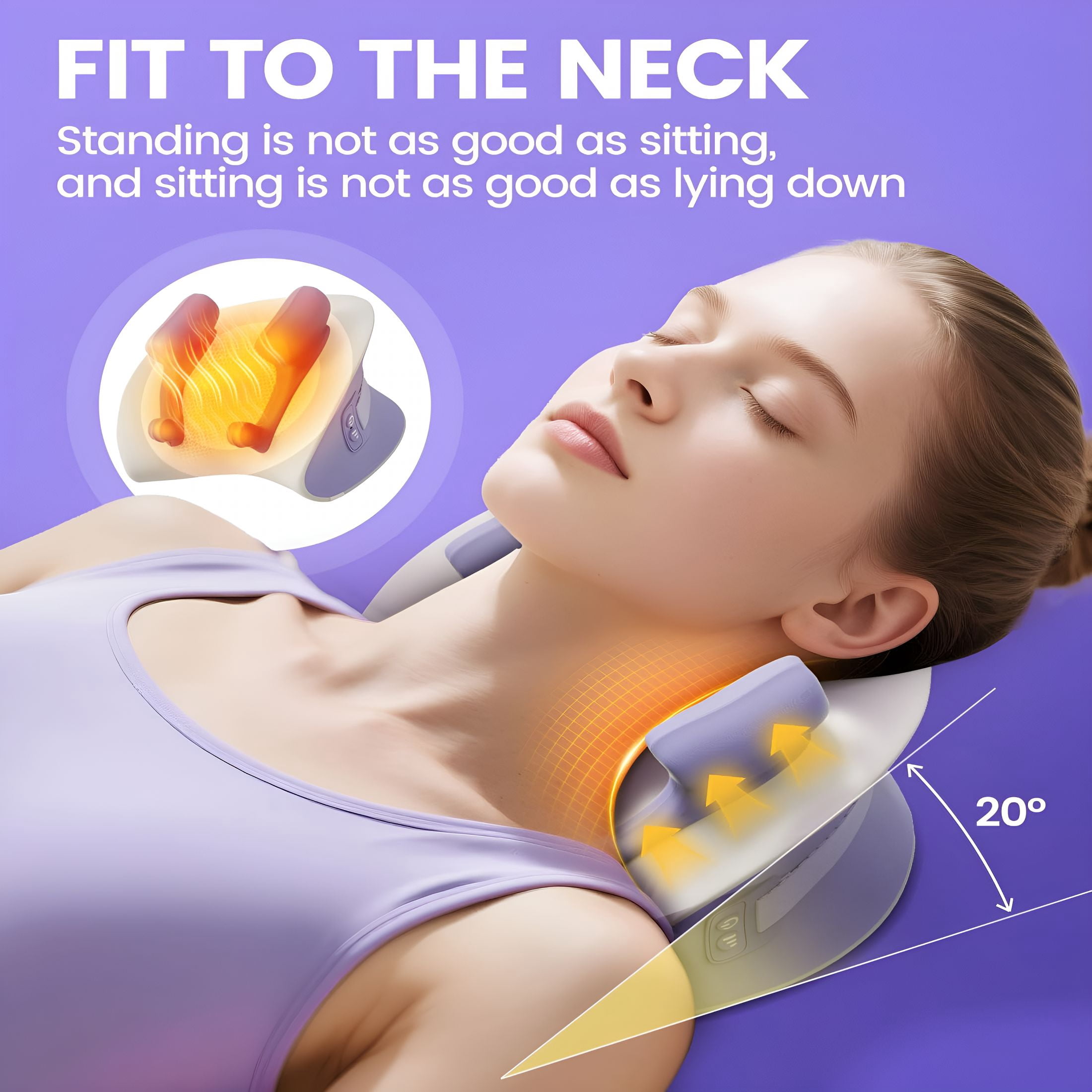 XIRQI Neck Massager - Neck Massager Pillow with Heat, Shiatsu Back and Shoulder Massage with Deep Tissue Kneading, Portable Cervical Traction Device for Full Body Muscle Pain Relief