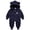 Dark Blue, variant on Birthday First Girl Baby Boy Girl Hooded Snowsuit Winter Warm Clothes Coat Jumpsuit Toddler Outfit, Size 3-6 Months