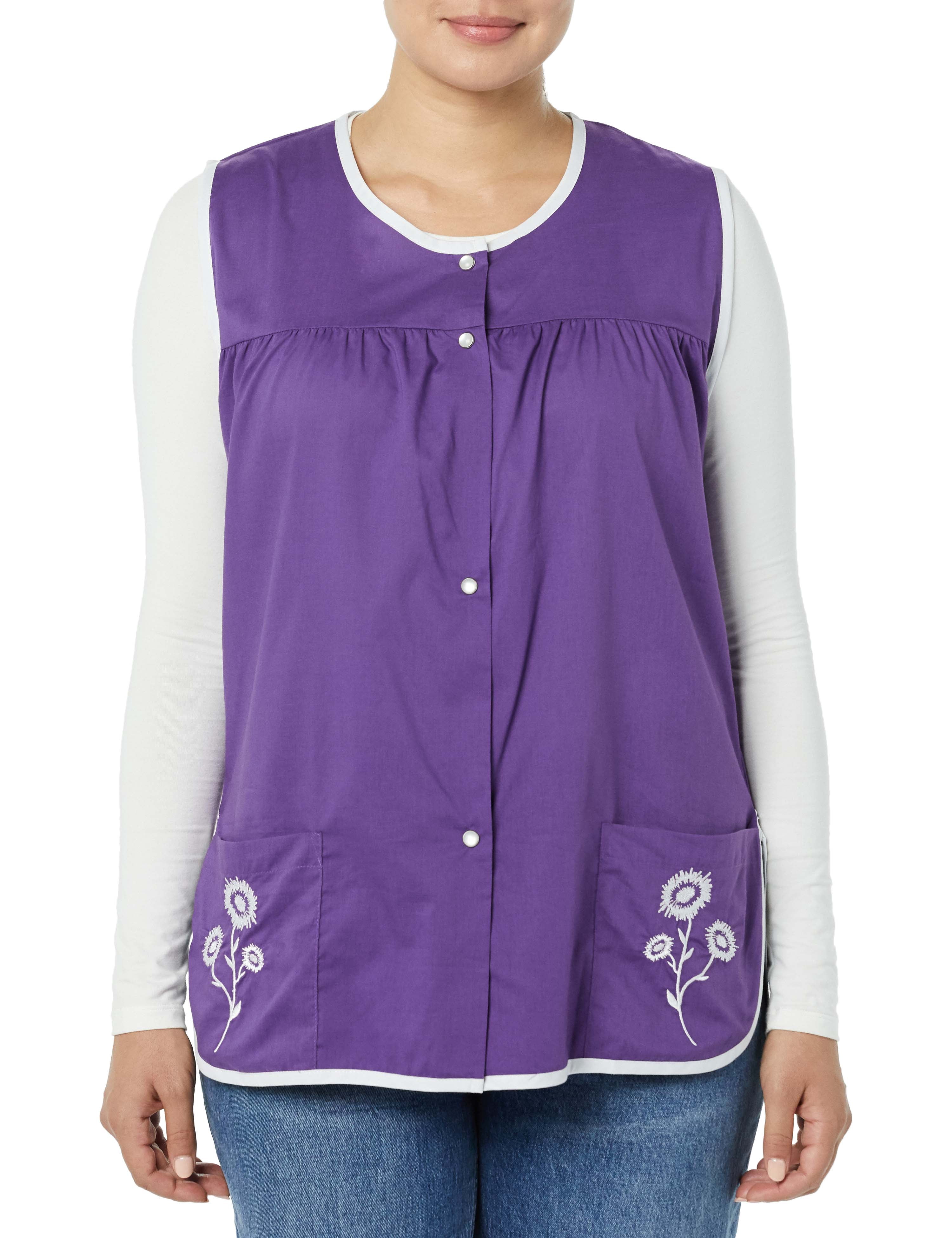 AmeriMark Easy-Care Snap Front Cobbler Aprons Vest with Two Patch Pockets  Purple Solid MD - Walmart.com
