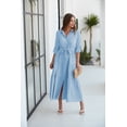 thumbnail image 6 of NAYAOTO Women's Maxi Shirt Dress - 2026 Long Sleeve Button Casual Fall A-line Work Tiered Dresses with Belt and Pockets, 6 of 8