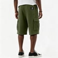 thumbnail image 4 of Men's Solid Corduroy Cargo Shorts Multi Pocket Elastic Drawstring Waist Relaxed Knee Length Streetwear Casual Workout Shorts, 4 of 6