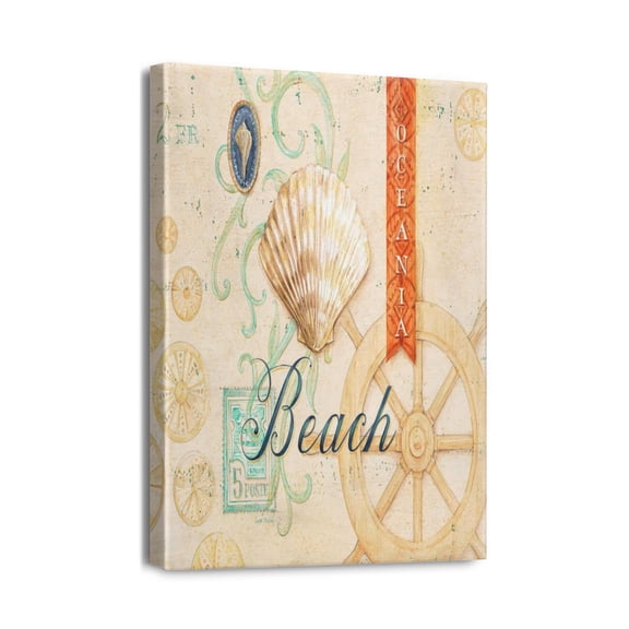 Ocean Nautical Canvas Wall Art 12x16 Coastal Seashell Decor with Rustic God Says You Are Prints, Framed Modern Artwork for Bathroom, Living Room, Bedroom.