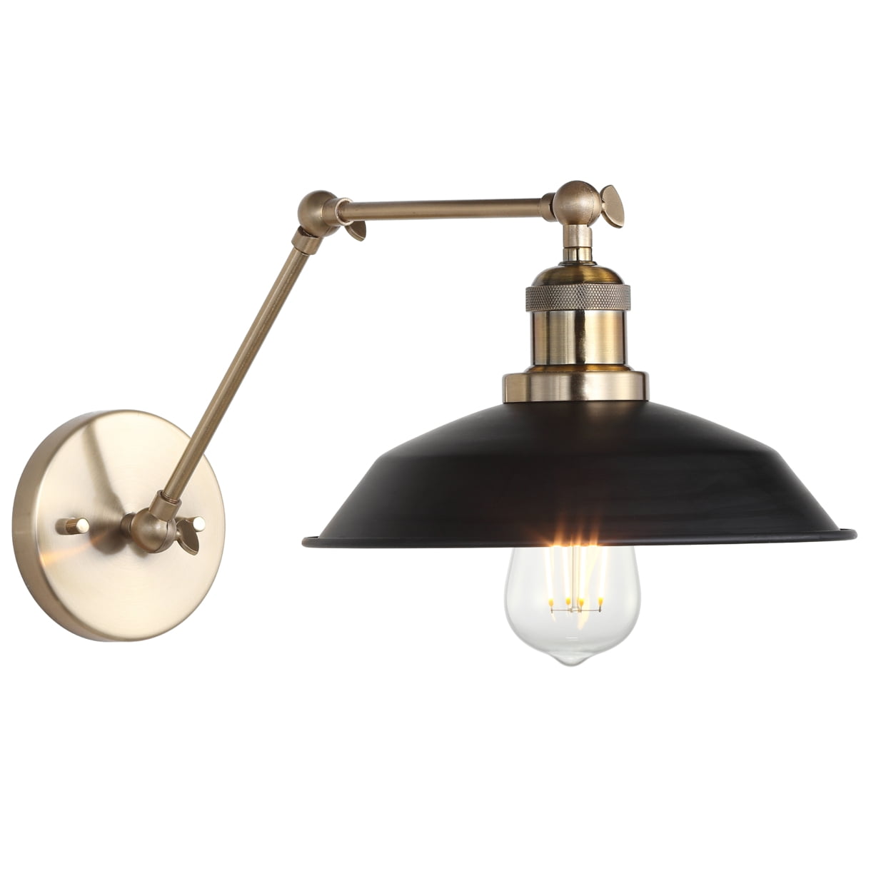 Safavieh Kingston Adjustable Classic Wall Sconce, Brass Gold/Black